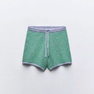 Green and Gray Knit Shorts